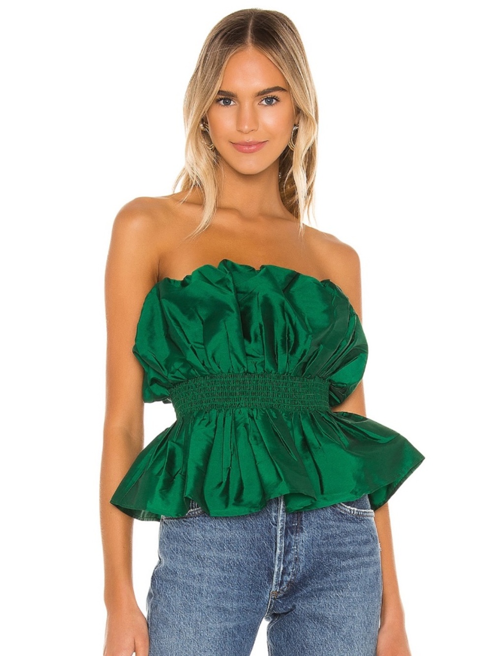 Majorelle green strapless top